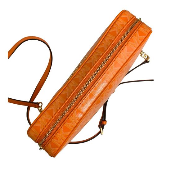 Michael Kors Jet Set Orange MK Logo Crossbody Bag Gold Chain Strap NWT - Picture 5 of 12
